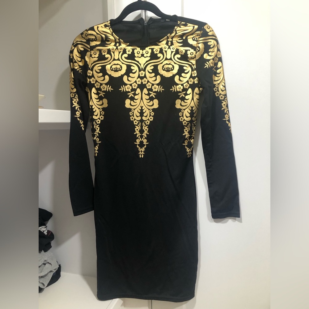Black and gold dress